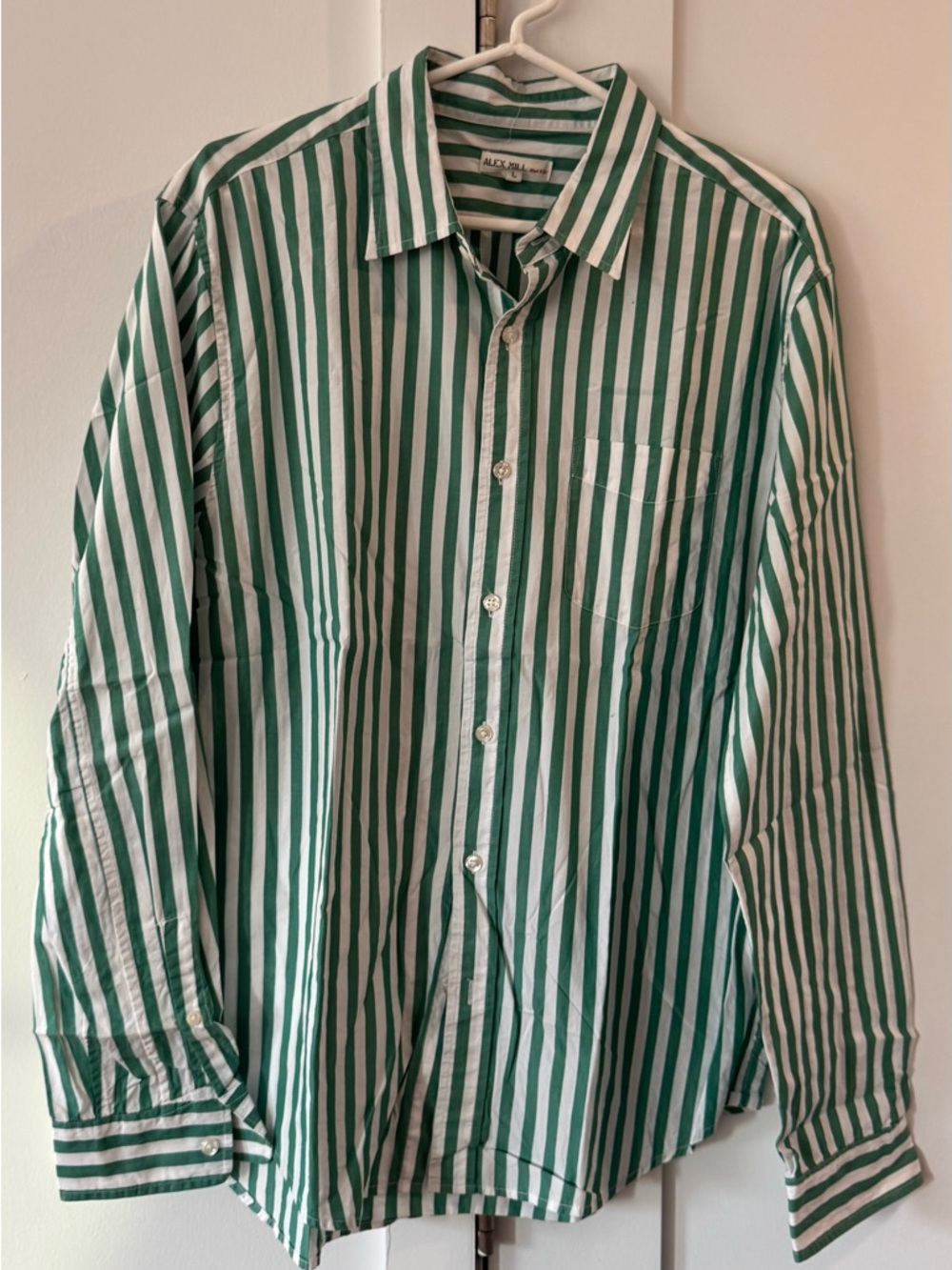 Alex Mill Green White Striped Button-Up Shirt